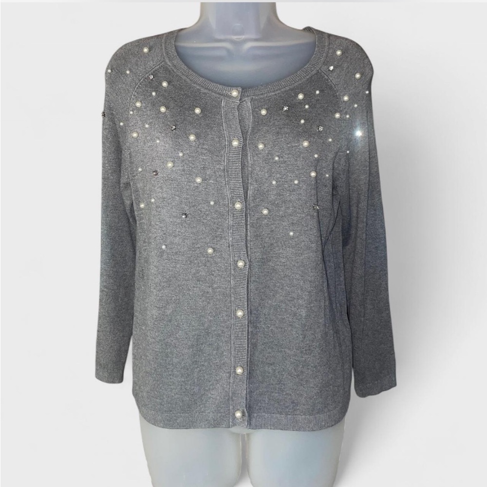Zara Pearl & Rhinestone Cardigan M